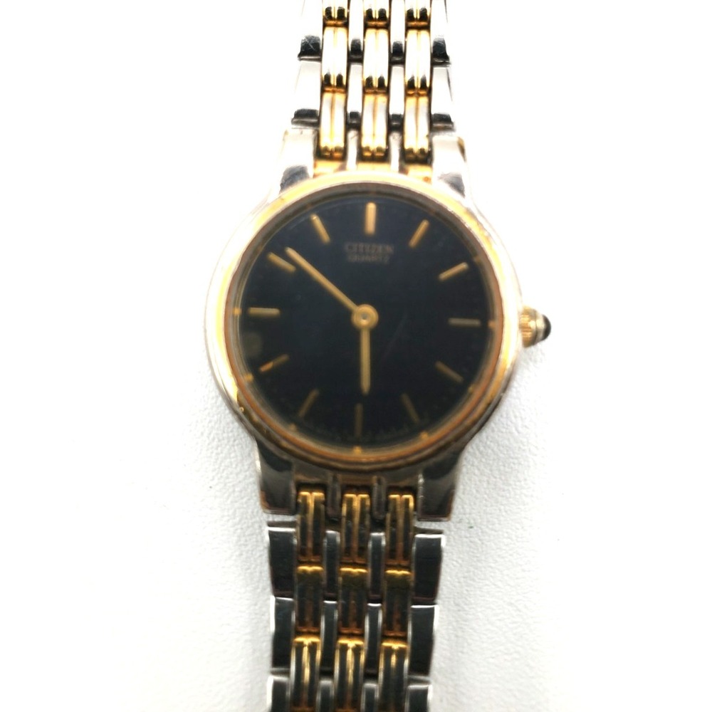 Vtg Citizen CQ Watch Black Dial 3220 S18264 6" New Battery Works
